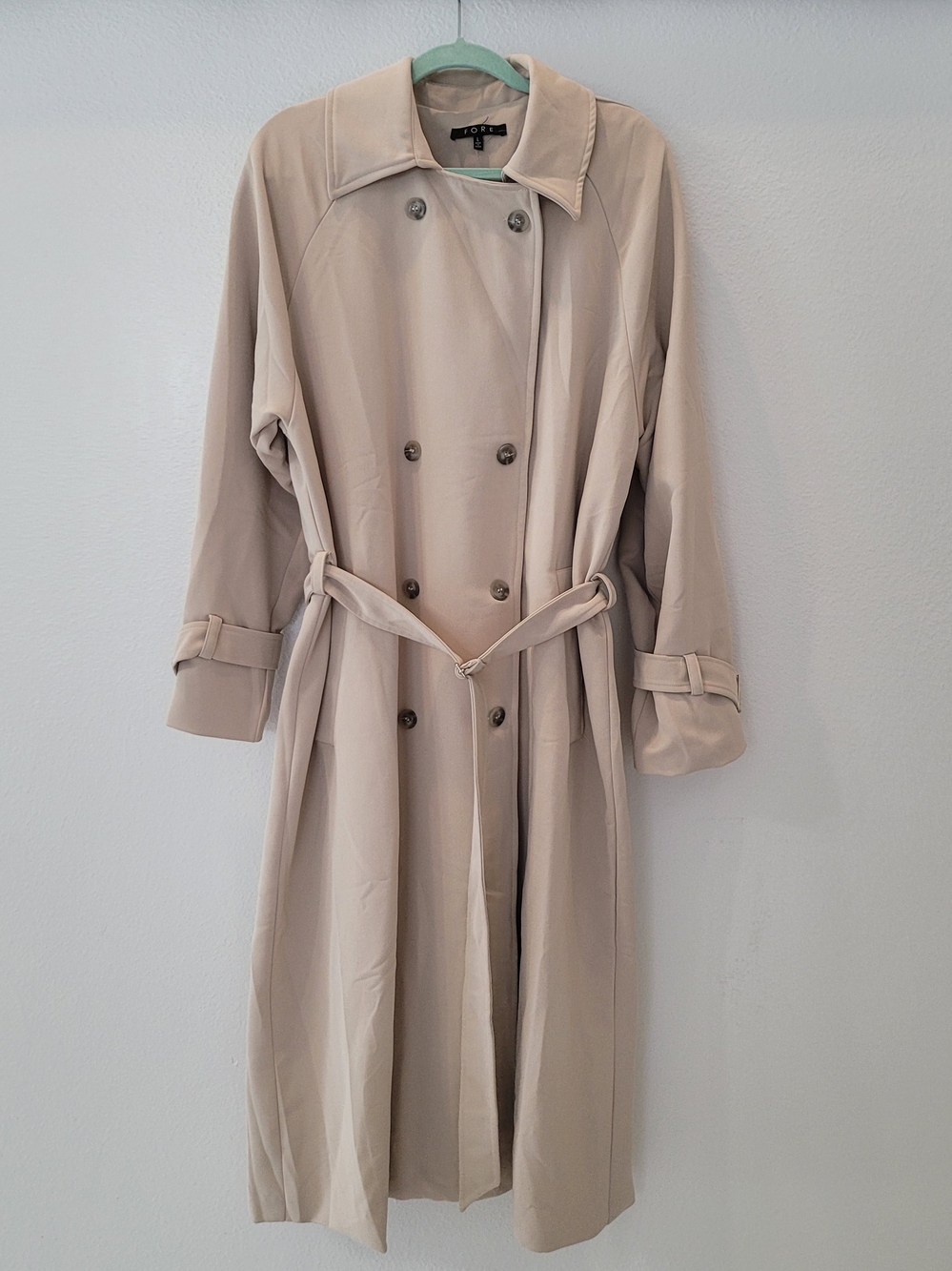 Fore Womens Belted Trench Coat - Beige Size L - Picture 3 of 10